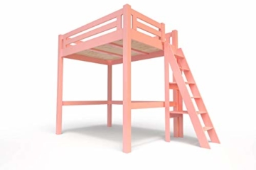 ABC MEUBLES - Hochbett Alpage mit Treppe - ALPAGECH - Pastellrosa, 140x200 - 1