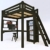 ABC MEUBLES - Hochbett Alpage mit Treppe - ALPAGECH - Schwarz Gebeizt, 120x200 - 2