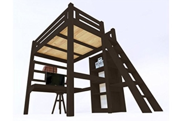 ABC MEUBLES - Hochbett Alpage mit Treppe - ALPAGECH - Schwarz Gebeizt, 120x200 - 3