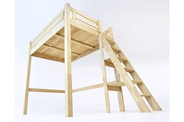ABC MEUBLES - Hochbett Alpage mit Treppe - ALPAGECH - Schwarz Gebeizt, 120x200 - 4