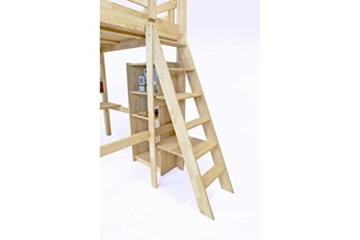 ABC MEUBLES - Hochbett Alpage mit Treppe - ALPAGECH - Schwarz Gebeizt, 120x200 - 5