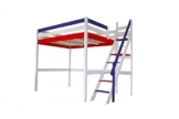 ABC MEUBLES - Hochbett Sylvia mit Treppe - 1130 - Rot, Weiß, Blau, 120x200 - 1