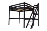 ABC MEUBLES - Hochbett Sylvia mit Treppe - 1130 - Schwarz, 140x200 - 1