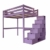 ABC MEUBLES - Hochbett Sylvia mit Treppenregal Holz - Cube - Flieder, 140x200 - 1