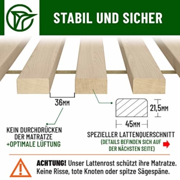 Hansales Rollrost 90x200cm - 300 kg 25 Leisten - Hochwertiger Extra starker Rollattenrost aus echtem Birkenholz - FSC Lattenrost unbehandelt - Lattenrollrost Premium - 3
