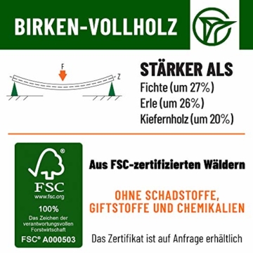 Hansales Rollrost 90x200cm - 300 kg 25 Leisten - Hochwertiger Extra starker Rollattenrost aus echtem Birkenholz - FSC Lattenrost unbehandelt - Lattenrollrost Premium - 5