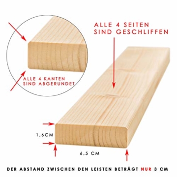 MaDeRa Natura XXL Rollrost, Massives Fichtenholz, unbehandelt, auch f. Kinder-Babybetten, Wohnmobile Größe 140 x 200 cm, 21 Leisten - 2