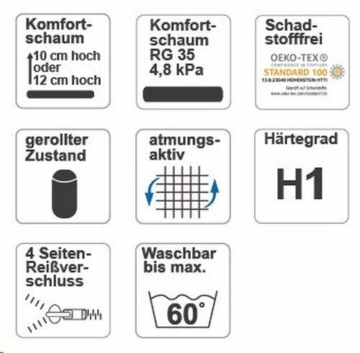 MSS® JUNIOR Kinder- und Jugendmatratze, Gr. 80x200x14 cm, RG35, inkl. versteppter Bezug (Oberstoff: 80% Polyester, 20% Viskose, Füllung: 200g PES-Vlies, Unterstoff: 30g PP-Vlies), NEU - 3