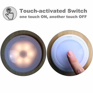 [neue Version] SOAIY 3er-Set LED Nachtlicht mit Touchsensor Dimmbar Batteriebetrieben Touch Lampe Schrankleuchte Küchenlampe Memory-Funktion Warmweiß 2700K - 2
