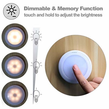 [neue Version] SOAIY 3er-Set LED Nachtlicht mit Touchsensor Dimmbar Batteriebetrieben Touch Lampe Schrankleuchte Küchenlampe Memory-Funktion Warmweiß 2700K - 3