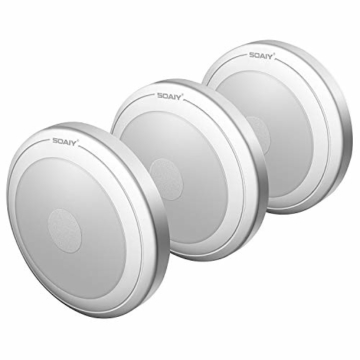 [neue Version] SOAIY 3er-Set LED Nachtlicht mit Touchsensor Dimmbar Batteriebetrieben Touch Lampe Schrankleuchte Küchenlampe Memory-Funktion Warmweiß 2700K - 1