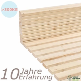 Qualitätsmarkenprodukt von TUGA - Holztech stabilstes einlegefertiges unbehandeltes Naturprodukt Rollrost Lattenrost 90x200cm weit über 300Kg Flächenlast Qualitätsarbeit aus Deutschland mit 10 Jahren Garantie inkl Befestigungskit - 1