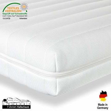 Träumegut 12 Kaltschaummatratze 7-Zonen Wellness Matratze - Härtegrad 2in1 - H2 & H3 - Microfaserbezug - ÖkoTex Rollmatratze (140 x 200 cm, H3) - 1