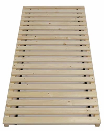 TUGA - Holztech Stabiler unbehandelter Naturholz Lattenrost bis 300Kg Flächenlast für Bettgröße 90x200cm Keine Kullen kein Durchhängen für Leicht - u. Schwergewichte Palettenbett - 2