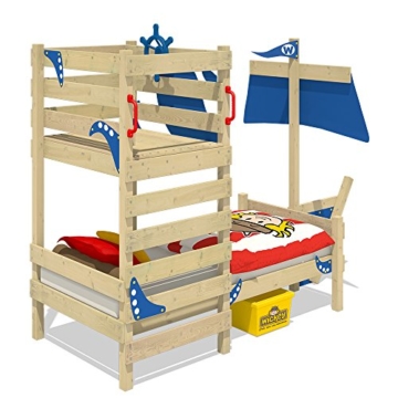 WICKEY Abenteuer-Bett CrAzY Bounty Kinderbett 90x200 Spielbett für Kinder mit Lattenboden, Spielpodest und Schiffanbau, grün - 2