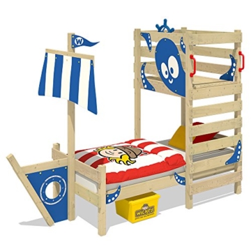 WICKEY Abenteuer-Bett CrAzY Bounty Kinderbett 90x200 Spielbett für Kinder mit Lattenboden, Spielpodest und Schiffanbau, grün - 3