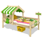 WICKEY Kinderbett CrAzY Sunny Holzbett Einzelbett 90x200 mit Dach und Lattenboden, apfelgrün - 1