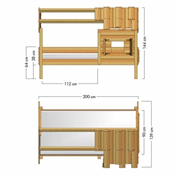 WICKEY Kinderbett 'CrAzY Sunrise' - Spielbett aus Massivholz - Einzelbett - 90x200 cm - 6