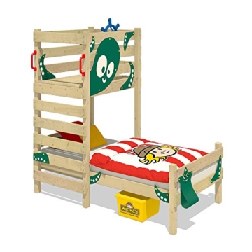 WICKEY Spielbett CrAzY Octopus Kinderbett 90x200 Einzelbett aus Holz mit Spielpodest für Jungen und Mädchen mit Lattenboden, grün - 1
