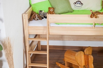 Kinderbett/Hochbett Tom mit Rutsche und Turm inkl. Rollrost - Material: Buche massiv natur, Farbe: klar lackiert - 4