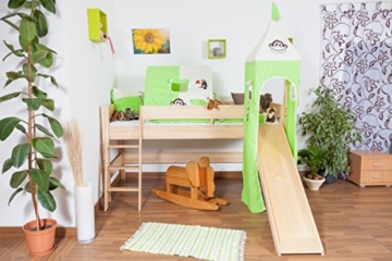 Kinderbett/Hochbett Tom mit Rutsche und Turm inkl. Rollrost - Material: Buche massiv natur, Farbe: klar lackiert - 6