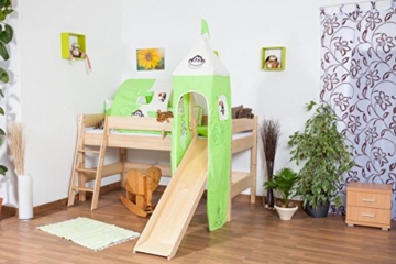 Kinderbett/Hochbett Tom mit Rutsche und Turm inkl. Rollrost - Material: Buche massiv natur, Farbe: klar lackiert - 7