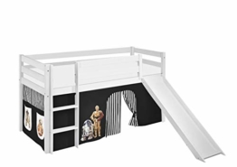 Lilokids Spielbett Jelle Star Wars, Hochbett mit Rutsche und Vorhang Kinderbett, Holz, schwarz, 208 x 98 x 113 cm - 1
