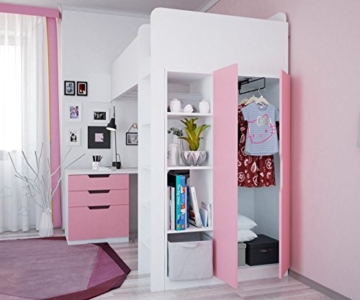 Polini Kids Kinder Etagenbett Hochbett mit Kleiderschrank Schreibtisch,1447.21 - 3