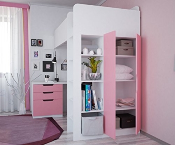 Polini Kids Kinder Etagenbett Hochbett mit Kleiderschrank Schreibtisch,1447.21 - 4