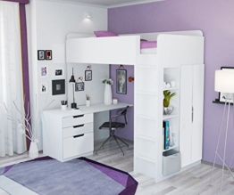 Polini Kids Kinder Etagenbett Hochbett mit Kleiderschrank und Schreibtisch - 1