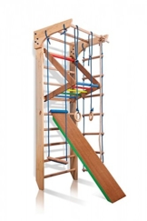 Turnwand Kinder Gym Klettergerüst ˝Kinder-3-220-Farbe˝ Holz Sportgerät Kletterwand Sprossenwand mit Stange Fitness - 1