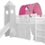 XXL Discount Tunnel für Kinderbett 100% Baumwolle Baldachin Dach Bettdach Himmel für Hochbett Spielbett Etagenbett Kinderbett (Rosa/Pink, Einhorn, Weiße Holzhalter) - 1