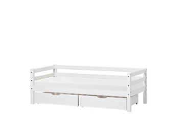 Hoppekids Schubkastenset auf Rollen 2 stück für Kinderbett, Jugendbett, Juniorbett, Etagenbett,liegefläche 70 x 160 cm teilmassiv, Holz, weiß, 153 x 60 x 19 cm - 2