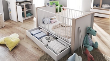 Vladon Bettkasten Unterbau Schubkasten Baby Nandini mit Rollen in Weiß matt - 5
