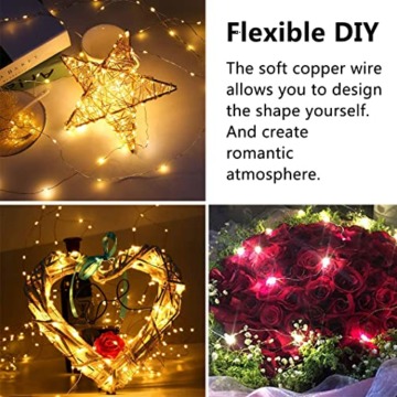 12 Stück LED Lichterkette Batterie Betrieben, 20 LEDs Micro Kupferdraht Lichter, 2M Beleuchtung Glühwürmchen Licht für DIY Weihnachten Urlaub Hochzeit Geburtstag Indoor Outdoor Decor, Warmweiß - 4