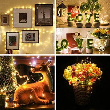 12 Stück LED Lichterkette Batterie Betrieben, 20 LEDs Micro Kupferdraht Lichter, 2M Beleuchtung Glühwürmchen Licht für DIY Weihnachten Urlaub Hochzeit Geburtstag Indoor Outdoor Decor, Warmweiß - 5
