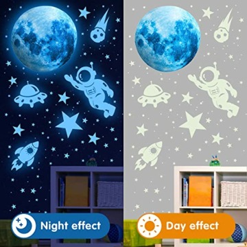 531 Stück Leuchtsterne Kinderzimmer Sterne leuchtend Selbstklebend Wandsticker Wandaufkleber Kinderzimmer Junge Mädchen Kinder Mond Astronaut Leucht Aufkleber Schlafzimmer Wohnzimmer Wandtattoo - 5