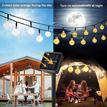 Aisutha Solar Lichterkette Aussen, 8M 40 LED Solar 8 Modi Kristall Kugeln Wasserdicht IP65 Outdoor Solar für Garten, Terrasse, Balkon, Hochzeit - 4