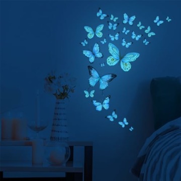 ALEGRE® Wandtattoo Schmetterlinge Leuchtend, Wandtattoo Leuchtend Schmetterling Wandaufkleber, Schmetterling Deko Wandsticker, Luminous Schmetterling Sticker Für Wohnzimmer Schlafzimmer Kinderzimmer - 5