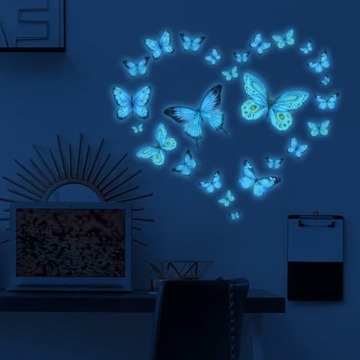 ALEGRE® Wandtattoo Schmetterlinge Leuchtend, Wandtattoo Leuchtend Schmetterling Wandaufkleber, Schmetterling Deko Wandsticker, Luminous Schmetterling Sticker Für Wohnzimmer Schlafzimmer Kinderzimmer - 6