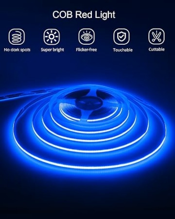 ALITOVE COB LED Streifen 24V Blau Flexibel LED Lichtstreifen 10m Selbstklebend 320LEDs/M Nicht Wasserdicht IP30 für DIY Innenbeleuchtung Heimdekoration (Ohne Netzteil und Dimmer) - 3