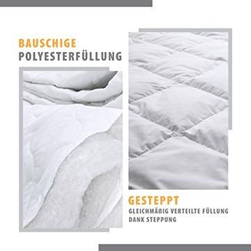 Bettdecke Ganzjahresdecke Steppdecke 135x200 cm - Schlafdecke warm Steppbettdecke Duvet Weiß - 2