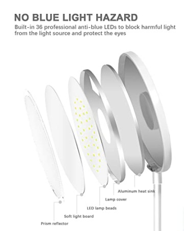 Bteng Leselampe Bett, 36 LED Klemmlampe mit Touch Dimmbar 6 Farben und 5 Helligkeit Augenschutz Klemmleuchte Kinder USB Wiederaufladbar Nachttischlampe Klemmbar für Studieren Arbeiten, Weiß - 4
