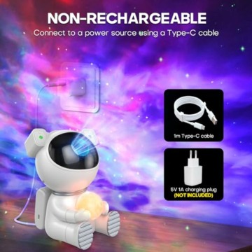 Dienmern Astronaut Projektor 2.0 Nachtlicht Sternenhimmel, LED Sternenhimmel Galaxy Projektor mit Fernbedienung und Timer, Sternlichtprojektor für Schlafzimmer & Decke, Geschenk für Kinder - 9