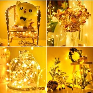 【30 Stück】 LED Mini Lichterkette mit Batterie, 2M 20 LED Led Lichterkette mit Batteriebetrieben, Lichterkette Innen, DIY Lichterkette Klein Wasserdicht für Party Hochzeit Weihnachtsdeko (Warmweiß) - 4