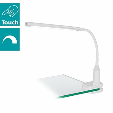 EGLO LED Klemmlampe Laroa, Klemmleuchte mit Touch, dimmbar in Stufen, neutralweiß, Schreibtischlampe aus Kunststoff, Klemmspot in Weiß, LED Leselampe mit Klemme - 2