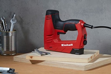 Einhell Elektrotacker TC-EN 20 E (für Klammern Typ 53, Nägel Typ 47, elektronische Schlagkraftvorwahl, Sicherheitsnase, inkl. 1000 Klammern/500 Nägel) - 10