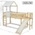 FEZTOY Etagenbett mit Leiter und Rutsche, Hausbett mit Dach und Fenster, Kinderbett Stockbett mit Fallschutz und Gitter, Rahmen aus Kiefer, 1x Lattenrost, 90x200cm - 2