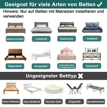 Froadp Rausfallschutz Bett Bettgitter für Kleinkinder Höhenverstellbar Bettkantenschutz mit Reißverschluss und Druckknopfleiste Tragbare Bettschutzgitter Kinderbett Zubehör (100cm, Leinengrau) - 8