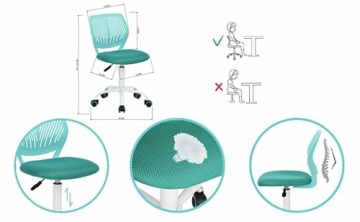 FurnitureR Moderne Einstellbare Design Computer Sitz Schreibtisch Drehbare Armlose Kinder Lernraum Home Office Task Stuhl, Türkis, ‎Plastic, Turquoise, 38.5CM x40CM x75-87CM - 2